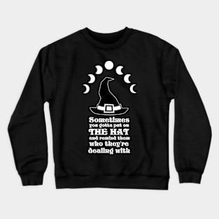 The Hat - Minimalist Halloween Witch Hat and Moon Crewneck Sweatshirt